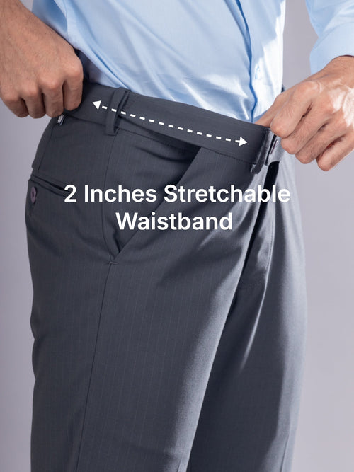 Charcoal Grey Urban Stripe Bootcut Flexiwaist Pant