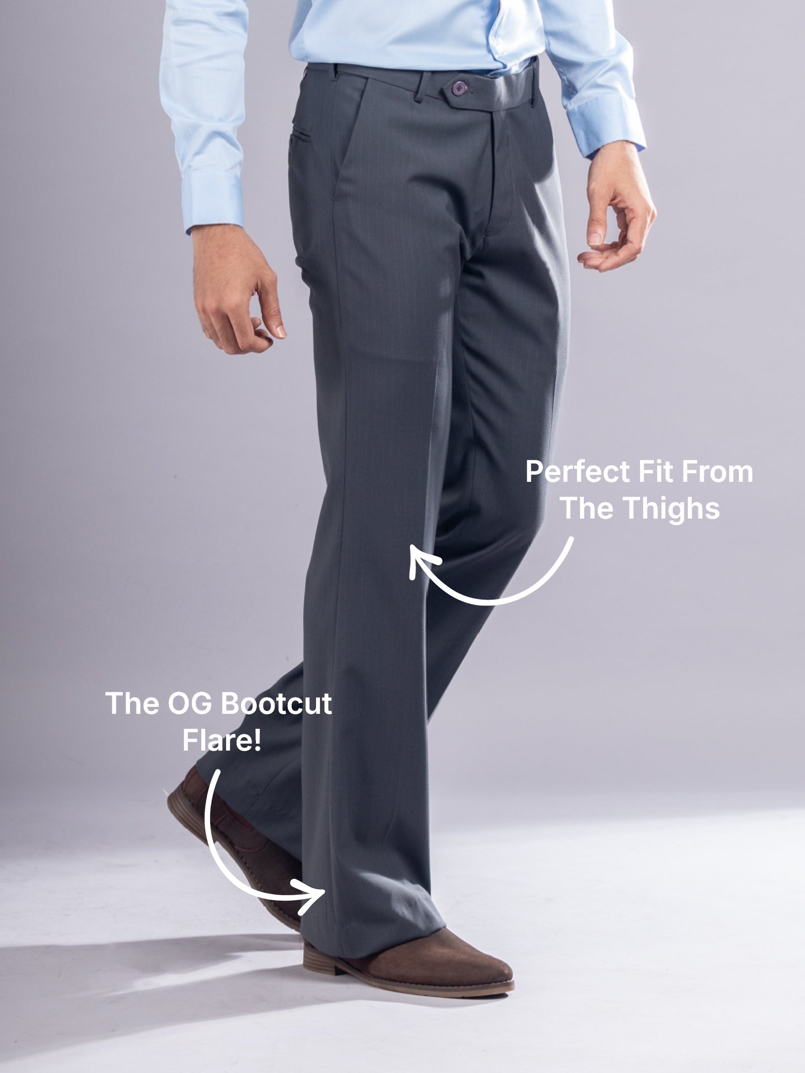 Charcoal Grey Urban Stripe Bootcut Flexiwaist Pant