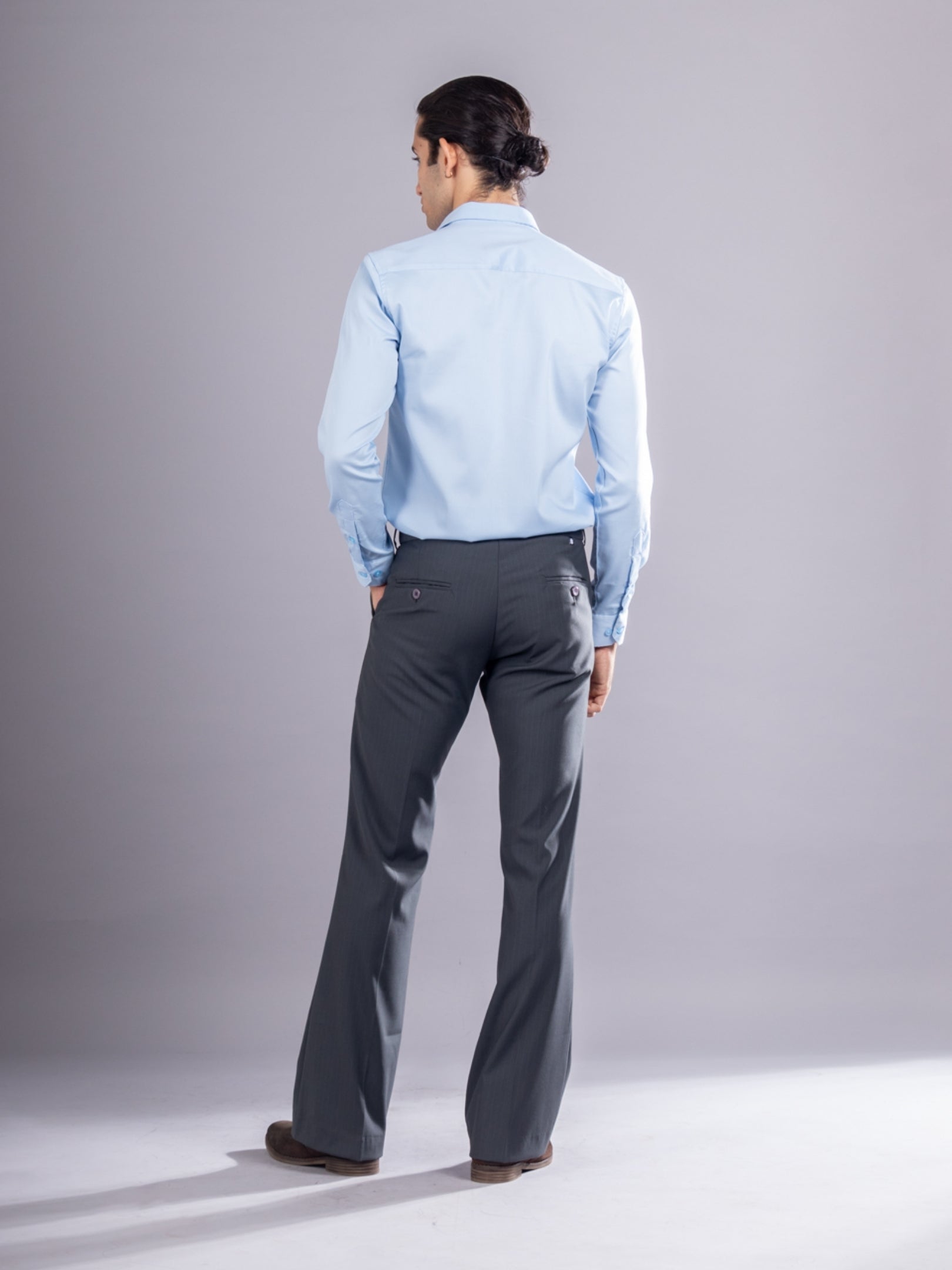 Charcoal Grey Urban Stripe Bootcut Flexiwaist Pant