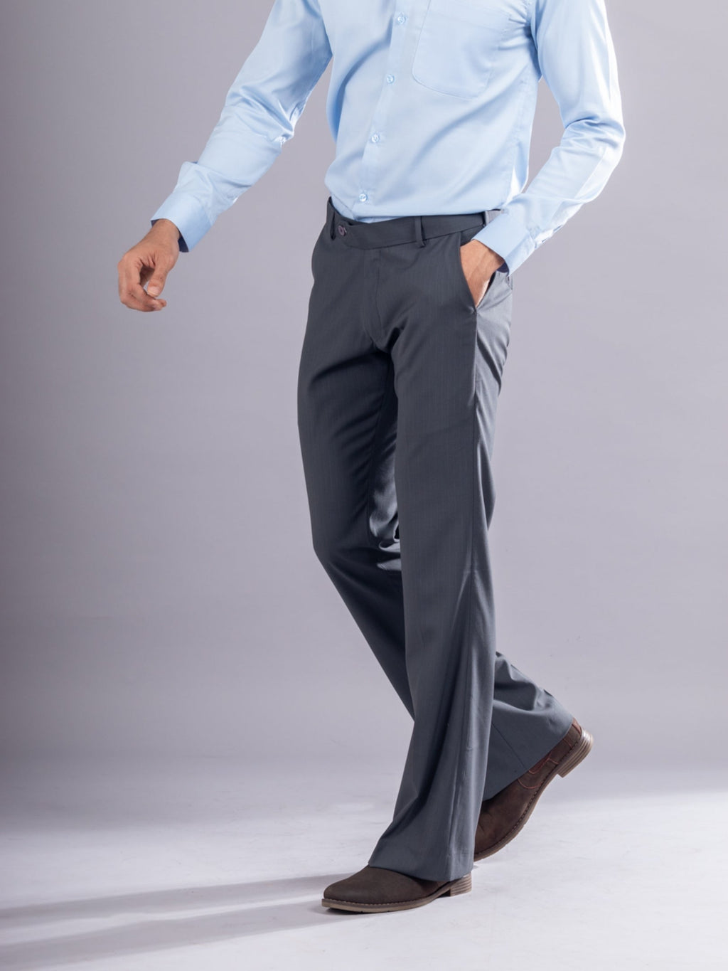 Charcoal Grey Urban Stripe Bootcut Flexiwaist Pant