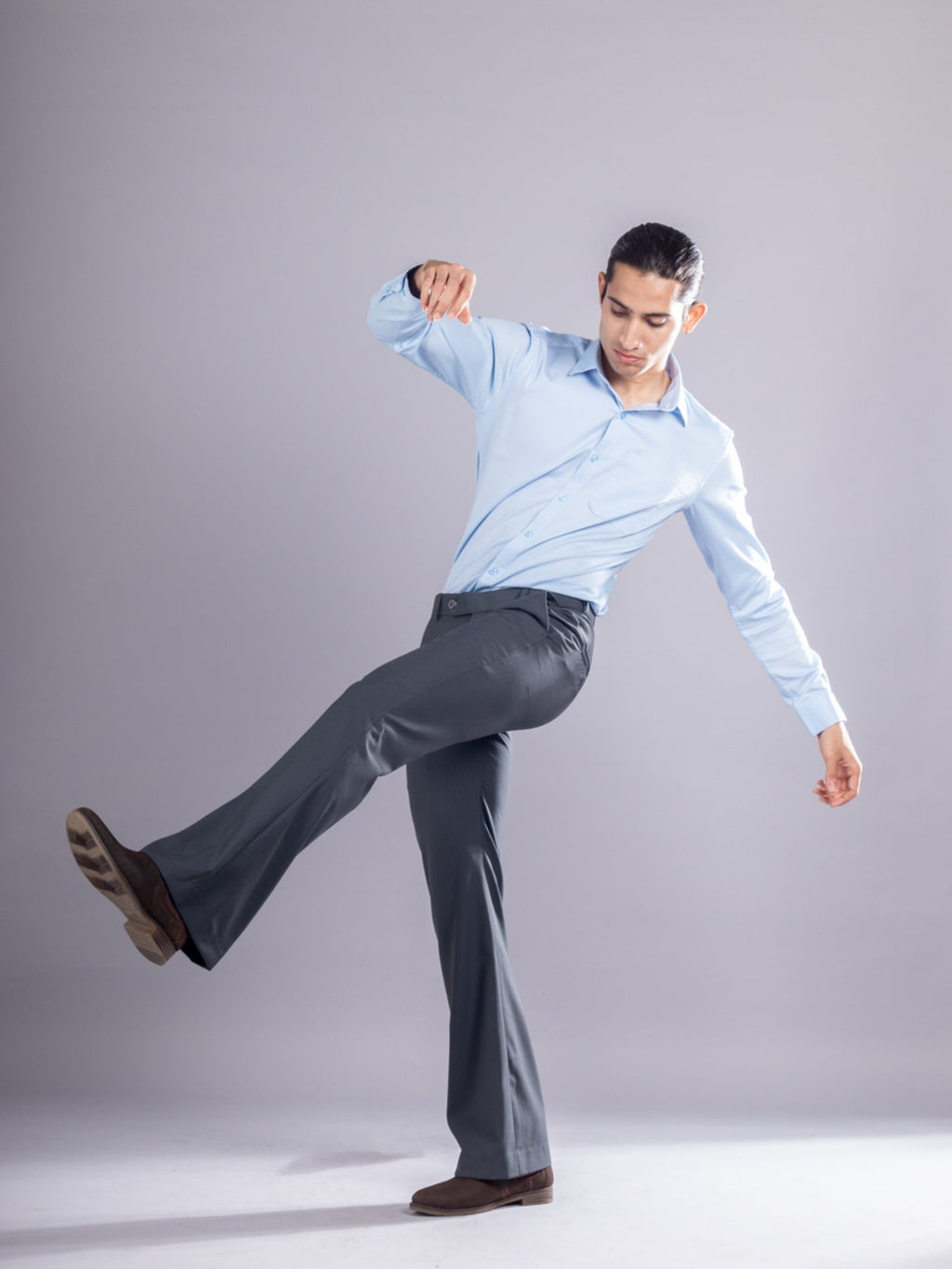 Charcoal Grey Urban Stripe Bootcut Flexiwaist Pant